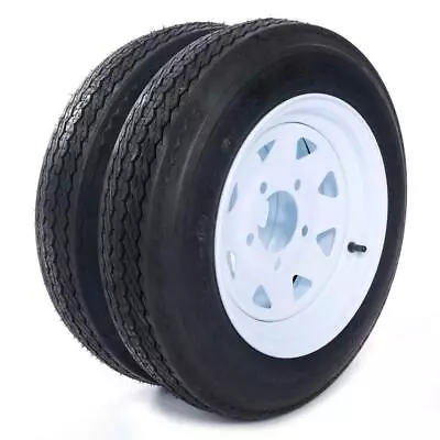 2pcs Trailer Tires & Rims 4.80-12 480-12 4.80x12 LRB 5 Lug White Spoke Wheel • $84.68