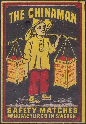 Old Matchbox Label Sweden The Chinaman • $2