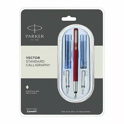£20.44 • Buy Parker Vector Standard Calligraphy CT Fountain Pen Blue Ink Cart