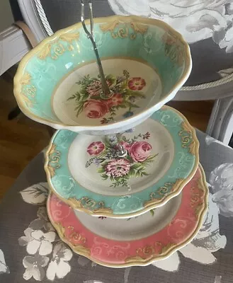 Gorgeous Vintage Look Afternoon Tea Stand . 3 Tier . Melamine . BNWOT • £10