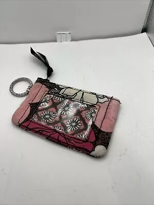 Vera Bradley Zip ID Wallet Coin Purse Key Ring Mocha Rouge. • $12.50