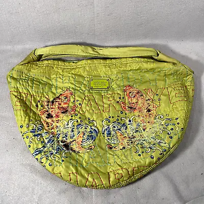 Vintage Don Ed Hardy Green Koi Fish Quilted Stitched Purse Tote Bag • $59.95