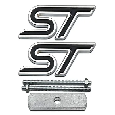 3D Metal Black ST Front Grille Car Emblem + Chrome Rear Lid Sport Turbo Badge • $20.29