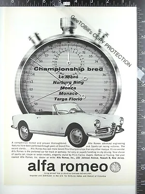 $11.50 • Buy 2 ADVERTISEMENTS 1962 Triumph TR-4 Alfa Romeo Stop Watch Grand Prix Championship