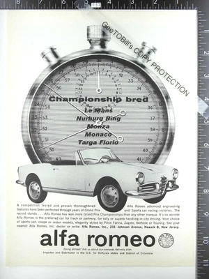$11.50 • Buy 2 ADVERTISEMENTS 1962 Triumph TR-4 Alfa Romeo Stop Watch Grand Prix Championship