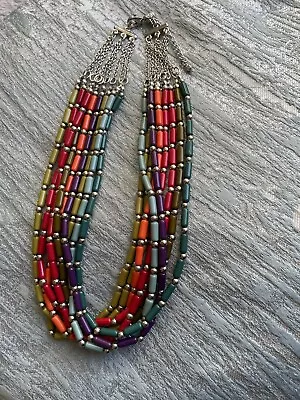 £3.50 • Buy Multicoloured Bead M&S Necklace With Extender Chain
