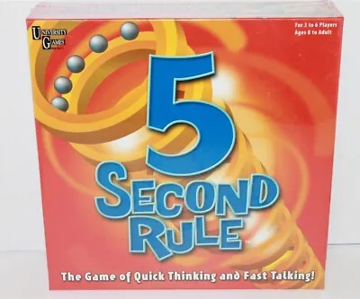 5 Second Rule Board Game Brand New Sealed University Games 8+ 2016 3-6 Players • $29.99