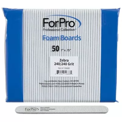 ForPro Zebra Foam Board 240/240 Grit Double-Sided Manicure Nail File 7” L X • $24.19