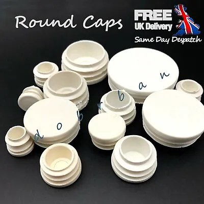 £2.37 • Buy 12-74mm Round Plastic White Blanking End Cap Caps Tube Pipe Inserts Plug Bung UK