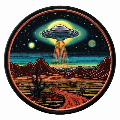 UFO Patch Embroidered Iron-on Applique Unexplained Mystery Alien Desert Area 51 • $4.87