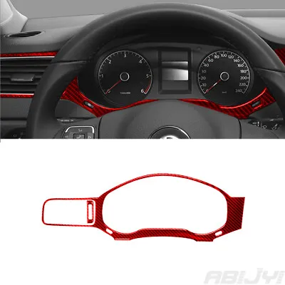 2Pcs For Volkswagen Jetta Sedan Red Carbon Fiber Speedometer Surround Cover Trim • $27.30