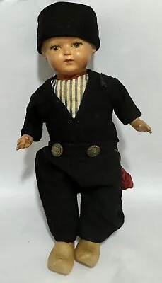 Gorgeous! Antique Vintage Celluloid Dutch Boy Doll Felt Costume Germany 35cm • $60