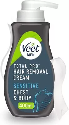 Veet Men Hair Removal Cream 400ml Chest & Body Sensitive Skim 1 Spatula Der • £14.50