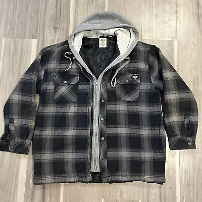 Dickies Flannel Shacket Hoodie Quilt Jacket Mens XL Chest 24” Buffalo Plaid • $26.60
