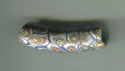 African Trade Beads Vintage Venetian Old Glass Elbow Millefiori Bead 43x13mm • $13.50