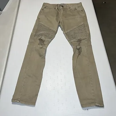 Bullhead Jeans Khaki Ribbed Stacked Skinny Mens 30X30 • $14.99