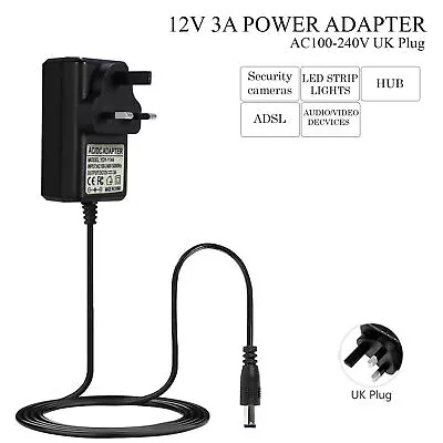 12V 1A/2A/3A DC UK Plug Power Supply Adaptor Transformer For LED Strips CCTV • £6.49