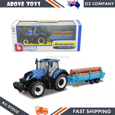 Bburago 1:32 Scale New Holland Tractor With Log Trailer Toy Model Collection • $61.39