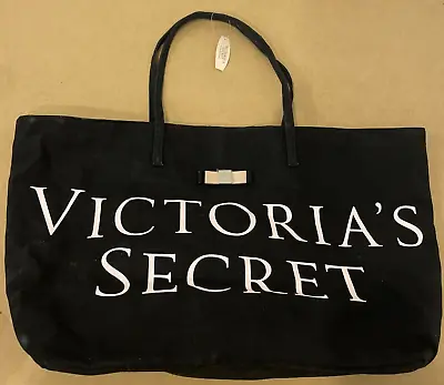 Victoria’s Secret One Size Large Black Pink Tote Bag Weekender Getaway • $24.99