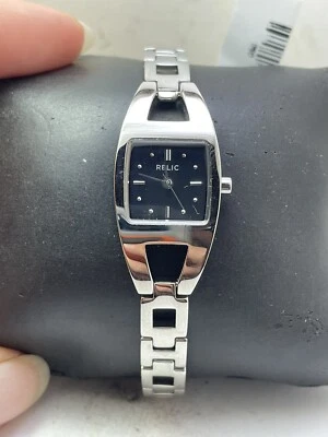 $25.55 • Buy Relic ZR33503 Women's Stainless Steel Silver Tone Quartz Watch Black Dial-H27