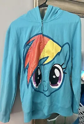 NEW My Little Pony Hoodie Full Zip Rainbow Dash W/wings Ears Mane ADULT XS/S • $39.99