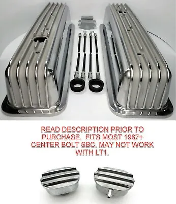 Finned Aluminum Valve Covers W/ Breather & PCV For SBC 350 Vortec TBI • $129.99