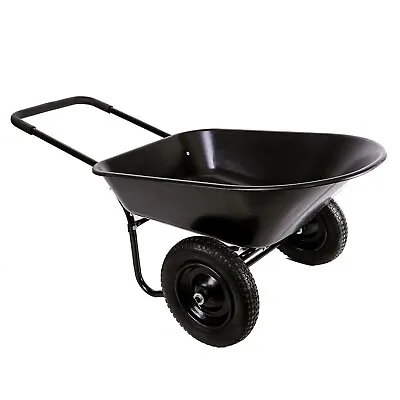 Garden WHEELBARROW 150kg Heavy Duty 85L Plastic Yard Barrow 2 Wheels Pneumatic  • £59.95