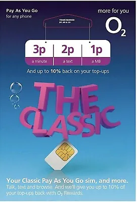O2 Sim Card New Sealed Classic Pay As You Go • £0.99