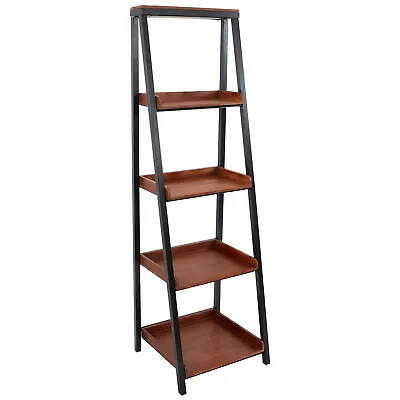 Indoor 4-Shelf Acacia Wood Ladder Bookshelf - 59.75  H By Sunnydaze • $115