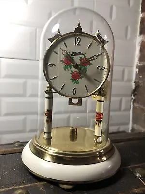 Vintage 1960s Haller 400 Day Anniversary Pendelum Glass Dome Mantel Clock No Key • £10.99
