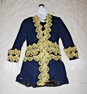 MEDIUM Blue Steampunk Medieval Jacket Pirate Viking Renaissance Costume Gold NEW • $28.53