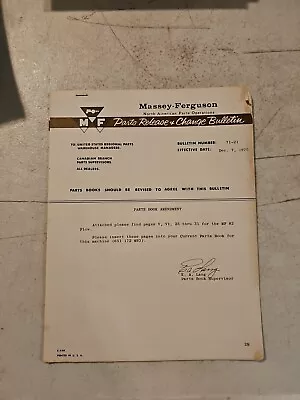 Vintage 1970 MASSEY FERGUSON MF 82 MOUNTED PLOW PARTS Book Ammendment  • $8.95