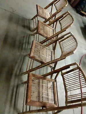 Vintage Bamboo And Rattan Folding Chairs/set Of 4  • $90