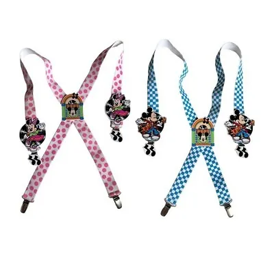 Vintage Disney Mickey Mouse Minnie Mouse Suspenders Set Of Two Kids Size • $25