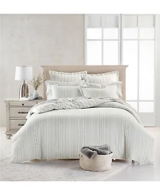 MARTHA STEWART COLLECTION Grey Stripe Flannel Comforter Full / Queen Gray • $89.95