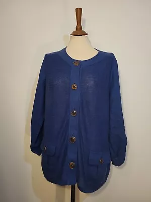 £7.50 • Buy Luisa Spagnoli Size It.50 Linen Cardigan Cobalt Blue UK 16 / 18