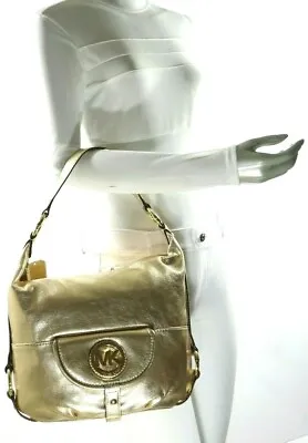 Michael Kors Fulton Large Leather Shoulder Bag In Pale Gold  • $138