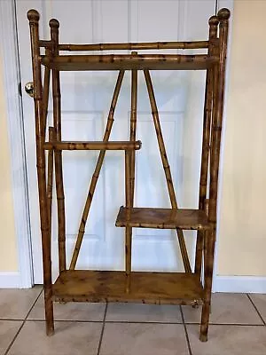 Vintage Antique Bamboo Shelves Tortoise Shell 46” H 26” W • $450