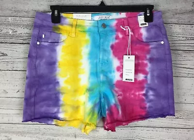 Judy Blue Denim Jean Shorts Womens Size XL Snow Cone Tie Dye High Waist Cut Off • $19.99