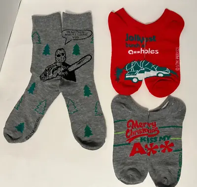 NEW 3 PAIRS National Lampoon Christmas Vacation Adult Socks JOLLYEST Bend KISS • $12.95