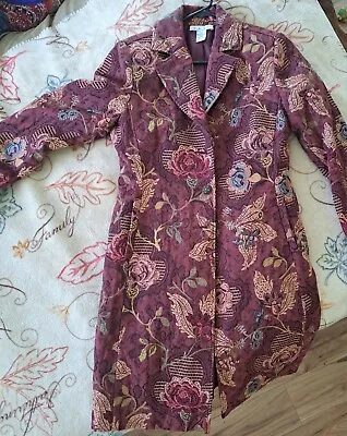 CABi Jacobean Floral Tapestry Long Coat Sz 10 • $45