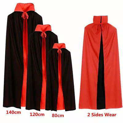 Halloween Vampire Cape Kids/Adult Black Red Dracula Cloak Fancy Dress Costume  • £17.89