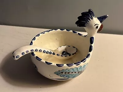 Mexican Tonala Hand Painted Pottery Chicken  Rooster 5  Serving Dish W/ Spoon • $15.95