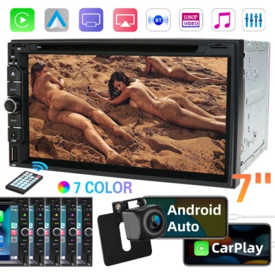 7  Double 2Din Car Radio DVD Player CD Apple CarPlay Bluetooth Stereo Head Unit • $159.99