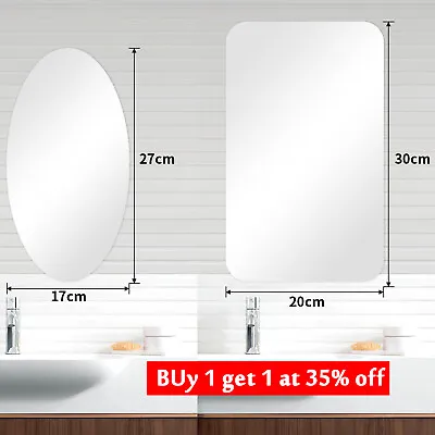 Oval Square Mirror Tiles Wall Sticker Self Adhesive Decor Stick On Art Bathroom • £3.60