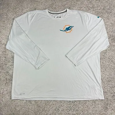 Miami Dolphins Shirt Mens 4XL Player Team Issued Nike Long Sleeve Crew Neck NFL • $35