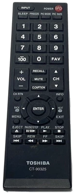 $26.99 • Buy Toshiba CT-90325 LCD TV OEM Remote Control 50L2200U 37E20 22AV600 32C120U