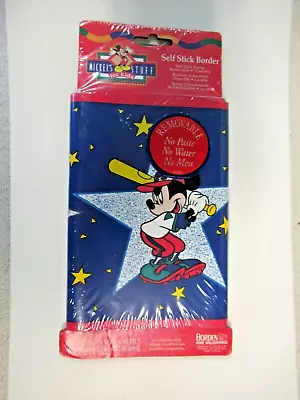 Disney Mickey Mouse Sports Theme Stars Self Stick Wall Border Blue & Red • $7.99