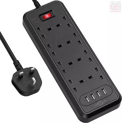 Surge Protected Extension Lead With USB Slots KEPLUG 8 Way Plug Extension With • £25.06