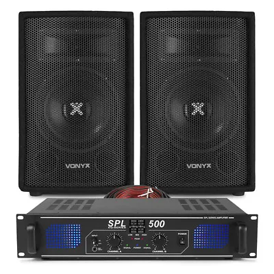 2x Vonyx 8  PA Speakers + Amplifier + Cables House DJ System 800 Watt UK Stock • £219